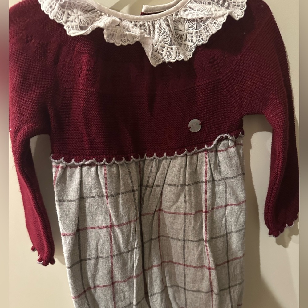 Burgundy and Gray Kids romper